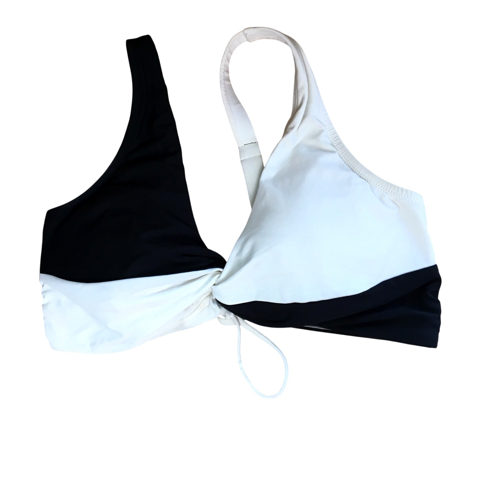 Calia Colorblock Twist Front Bikini Top Womens Xl Black Ivory White Wsa22204